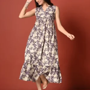 Home aimin maxi polyester dress with cape overlay detail